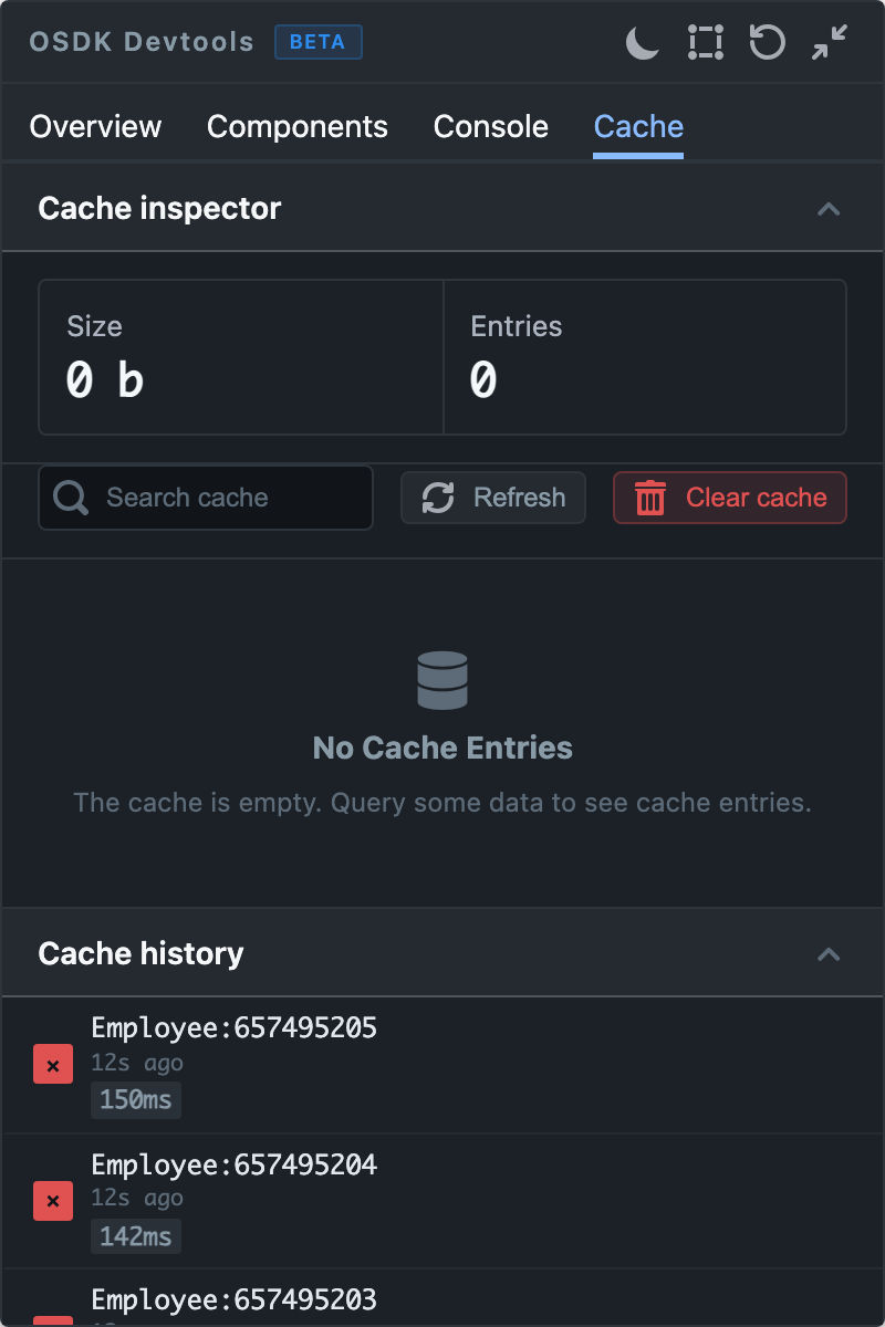 Cache tab