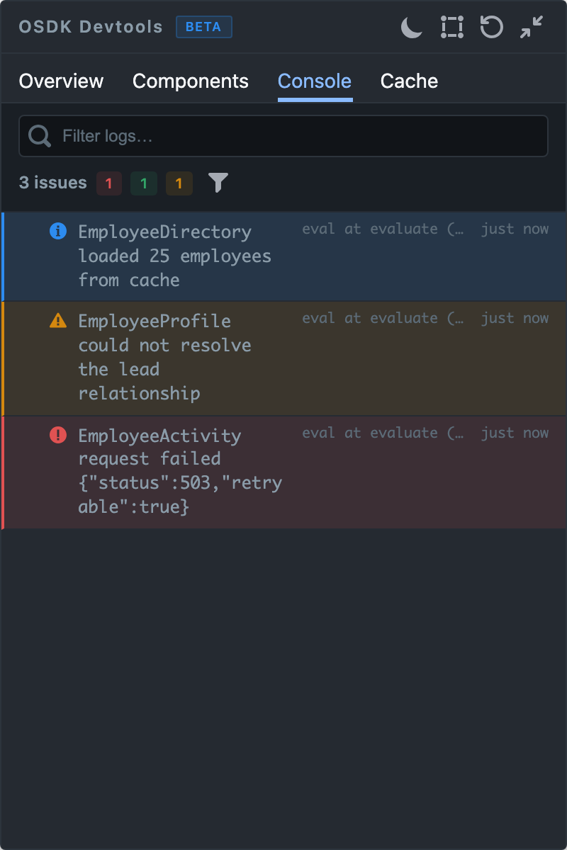 Console tab
