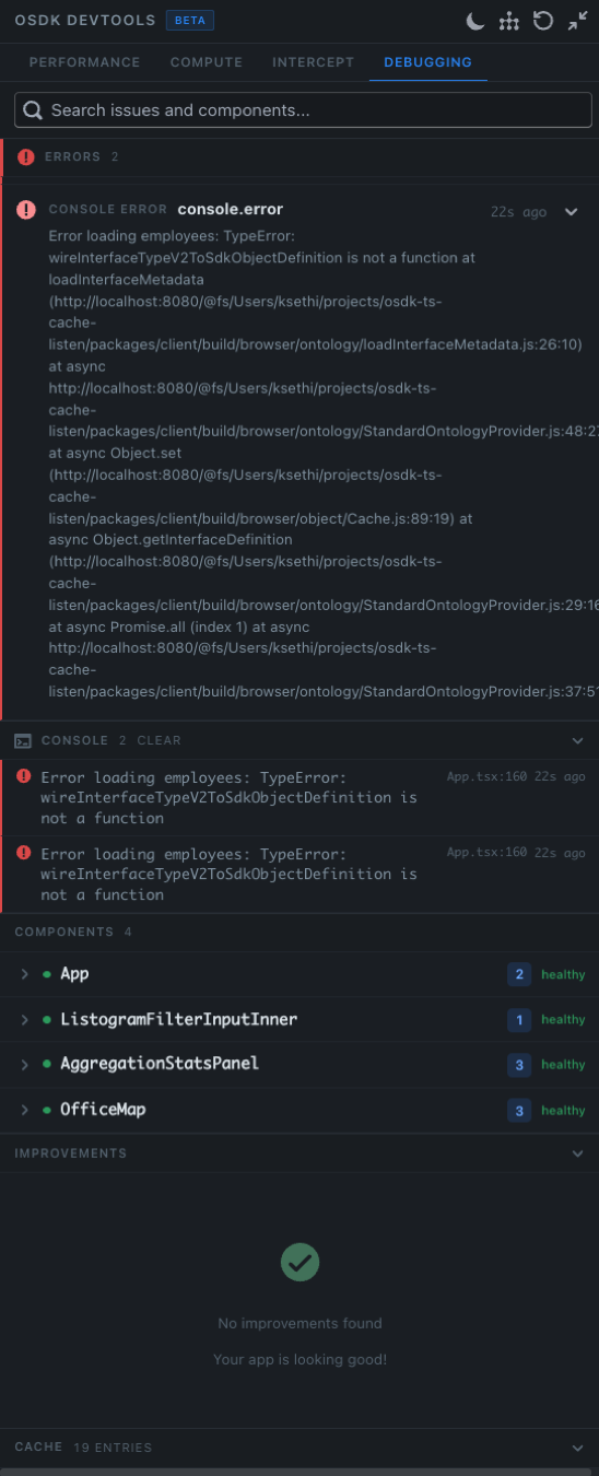 Debugging tab